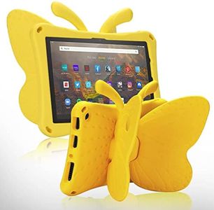 JGY Fire 7 Kids Tablet 2022 Case for Kids Butterfly Case for Kids Girl EVA Full Cover Sturdy Fire 7 Tablet Kid Case with Stand Kids-Proof Shockproof Rugged Kids case (Yellow)
