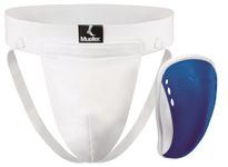 MUELLER Athletic Supporter with Flex Shield Cup WhiteBlue Youth, Large