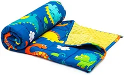 Sivio Weighted Blanket,Cotton and Minky Fleece Throw Blanket with Beads, Reversible Heavy Blanket, 5lbs 36x48 Inch, Blue Dinosaur