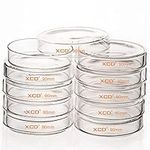 XCD Glass Petri Dishes, 10 Pack Borosilicate Glass Cell Culture Dishes Autoclavable Lab Dishes with Clear Lid for Laboratory Use, 90x20 mm