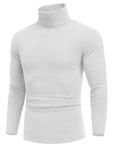 COOFANDY Men Thermal Turtleneck T Shirts Long Sleeve Slim Fit Lightweight Undershirt Sweater Tops White