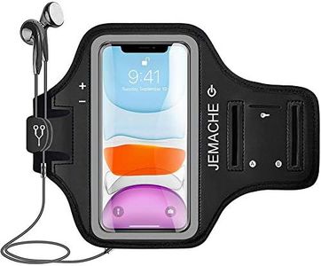 iPhone 15 14 13 12 11 Armband, JEMACHE Water Resistant Gym Running Workouts Arm Band for iPhone XR, 11, 12, 13, 14, 14 Pro,15, 15 Pro with Key Holder (Black)