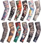 HOVEOX 12 Pcs Temporary Tattoo Arm Sleeves Temporary Tattoo Sleeves Fake Temporary Tattoo Arm Sleeves Halloween Tattoo Sleeves for Men Women (Pattern-2)