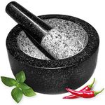 Andrew James Premium Granite Pestle and Mortar Set, Ideal for Grinding Herbs, Spices, Nuts, Crushing Pills, Perfect Pesto & Marinades Sauces, Large 16cm Diameter, Essential Kitchen Accessory