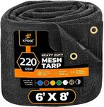 Xpose Safety Heavy Duty Mesh Tarp 6' x 8' – Multipurpose Black Protective Cover with Air Flow - Use for Tie Downs, Shade, Fences, Canopies, Dump Trucks – Weather and Tear Resistant