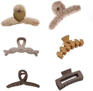 Naisfei 6 Pcs Claw Clip, Women'S Coffee Color Plush Square Crossed Hair Claw Clips For Styling Ponytail & Updo, Thin Hair Claw Clips for Thick Hair Accessories for Women