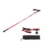 Outdoor Hiking Poles, Telescopic Collapsible Aluminium Alloy Walking Stick, Multifunctional Unisex Hiking Equipment, with Mud Rest and Storage Bag(Bright red)