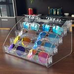 MineSign 5Tiers Sunglasses Organizer Clear Eyeglasses Display Case Eyewear Storage Tray Box for Glasses Tabletop Holder Stand