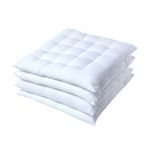 HOMESCAPES White Seat Pads for Dining Chair, Set of 4 100% Cotton Chair Pads with Straps, 40x40 cm