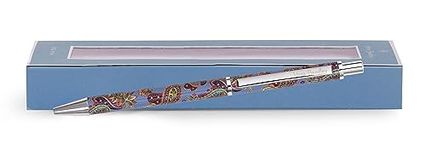 Vera Bradley Black Ink Ballpoint Pen with Gift Box, Purple Floral Metal Pen Accepts Standard Refills, Provence Paisley