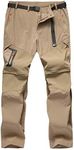 CAMOFOXIN Men's Hiking Pants Outdoor Convertible Quick Dry Fishing Pants & Shorts (Khaki, Black), Khaki, 32W x 30L