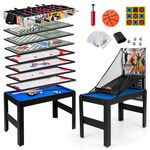 GYMAX Multi Game Table 48", 14 in 1 Combo Game Table w/Basketball, Billiards, Foosball, Ping Pong, Hockey, Shuffleboard, Bowling, Chess, Checkers, Backgammon, Tic Tac Toe for Game Room, Family Night