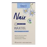 Nair New Sensitive Wax Ready Strips for Legs & Body with Chamomile Extract, 40 Strips + 4 Finishing Wipes