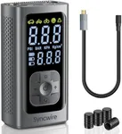 Syncwire Tire Inflator Portable Air Compressor - 150PSI Faster Inflation Portable Air Pump Tire Inflator for Car, Motorcycle, Bike & Balls, with Car Tire Valve Caps, Extra-Large LCD, Auto-Off, Silver