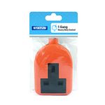 STATUS Rubber Socket Block | Orange 1 Gang 2 Way Double Socket | 13A Heavy Duty | Re-Wireable | S1G13AORSB6