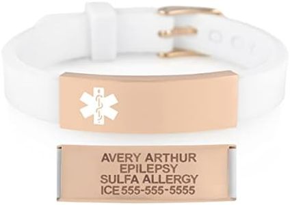 Lauren's Hope Medical Alert Bracelet Activewear Sport ID, Personalized Custom Engraving, White Silicone Medical ID Bracelet, Adjustable One Size Fits Most, 1 Year Warranty, Medical ID