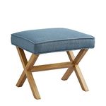 Amazon Basics Mid-Century Modern X Square Polyester Ottoman Chair, Indigo Blue, 20" W x 18" D x 18" H(Previously Rivet brand)