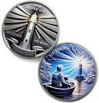 Original Guiding Light Father Challenge Coin - Unique Fathers Day Gifts - I Love You Dad Token - Lighthouse My Father My Hero Coins - Father's Day Gifts from Daughter Son Wife