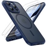 TOCOL 3 in 1 Magnetic for iPhone 15 Pro Case, Upgraded [Full Camera Protection] [Compatible for Mag-Safe] [15FT Military Grade Protection] for iPhone 15 Pro 6.1 Inch, Blue