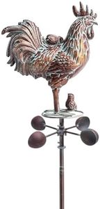 CLYB Metal Rooster Statue,79"x15.7"Antique Copper Outdoor Chicken Garden Decor,Metal Rooster w/Chicks Sculpture,Wind Spinner,Weather Vane,Yard Art for Patio,Lawn,Garden,Country Cottage,Farm