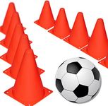 NOVELTY PLACE Multipurpose Training Cones (Set of 12), Soft & Durable Traffic Cone for Safety, Agility, Soccer, Football & Other Activities - Neon Red 7 Inch