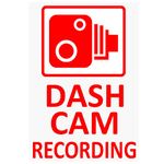 4 x DASH CAM Recording-RED onto CLEAR-WINDOW Stickers-Vehicle Security Warning Dash Cam Signs-CCTV,Car,Van,Truck,Taxi,Mini Cab,Bus,Coach,Go Pro,Safety,Secure,Protection,Notice,Deterrent,60mm x 87mm