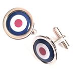 Handmade MOD Target Logo Design - RAF Themed - Silver Plated Cufflinks - Gift Boxed