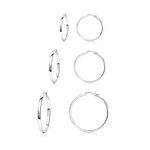 925 Sterling Silver Hoop Earrings 3 Pair Lightweight Small Hypoallergenic Silver Hoop Earrings for Women 20mm 30mm 40mm PABBEU