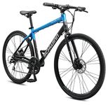 Schwinn Volare 1500 Flat Bar Hybrid Sports Road Bike, Men and Women, 24-Speed, 700c Wheels, 18.5-Inch Aluminum Frame, Mechanical Disc Brakes, Blue/Black