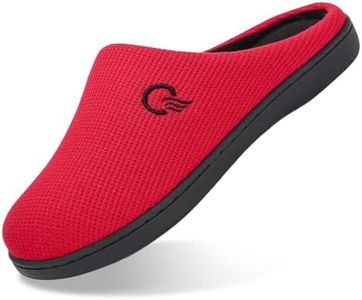 Damen Memory Foam Hausschuhe Atmungsaktiv Rutschfester Gummisohle Winter Slipper Warm Gefütterte Frauen Pantoffeln für Indoor & Outdoor Rot 38/39 EU (270mm)