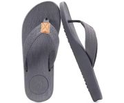 KuaiLu Mens Flip Flops Arch Support Comfortable Cushion Memory Foam Recovery Walking Waterproof Leather Thong Sandals Orthotic Plantar Fasciitis Summer Casual Beach Pool Slip on Slippers Grey 9