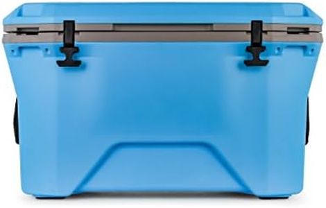 Camco Currituck Cyan Blue and Gray 30 Quart Cooler - Rugged Exterior Made for Camping, Hunting, Fishing and Tailgating - Comes with Cooler Basket (51712)