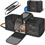 Morpilot Pet Carrier Bag Expandable, Portable Cat Carrier Bag Top Opening, Breathable Mesh, Foldable Cat Carrier Transport Bag for Dogs and Cats, with Shoulder Strap and Pet Bowl, Grey