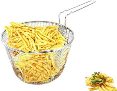 9" Medium Stainless Steel Deep Fry Basket Round Wire Mesh French Chip Frying Serving Food Presentation Tableware With Detachable Handle Fit For Up To 5/6L Pot