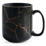 Harebe 22 OZ Extra Large Golden Black Marble Ceramic Coffee Mug with Handle,Oevrsized Hot Tall Latte Mugs,Dishwasher Safe Big Capacity Mug for Men Women