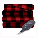 Sunbeam Electric Heated Fleece Throw, 50 x 60, Red/Black Plaid