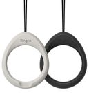 Ringke Finger Ring Strap Silicone Smartphone Grip Lanyard Holder [2 Pack] with Anti-Slip Mount Function Compatible with Phone Cases, Keys, Cameras, and More - Black & Light Gray