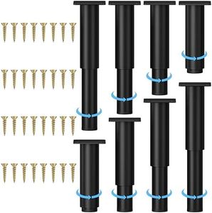 Wlrrcwdttc Metal Adjustable Furniture Legs 5.12-9.45 inch, Sofa Legs Cabinet Legs Adjustable Height Replacement Support Legs for Bed/Couch/Dresser/Chair/Coffee Table,Legs for Furniture Set of 8-Black