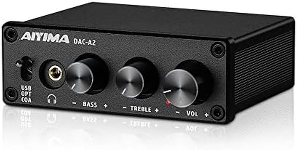 AIYIMA DAC-A2 Headphone Amplifier DAC with Bass Treble Controls PC-USB/Optical/Coaxial Inputs, RCA/3.5mm Headphone Ouput Digital to Analog Desktop Audio Converter 5V 24Bit 192kHz