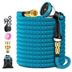 ZARSYN 100FT Garden Hose, Durable Expandable Garden Pipe with 10 Spray Pattern Nozzle & Solid Brass Connectors, Strength Fabric 3750D, Heavy Duty Garden Hose with 4-Layer Latex core-30m/100ft