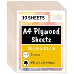 Creative Deco 10 x A4 Birch Plywood Sheets | 300x210x3mm Baltic Wood Ply | Perfect Lumber Building Material | Low Fume Laserable E1 Glue Plywood