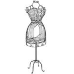 Vintage Designers Black Metal Scrollwork Wire Frame Dress Form Display Rack / Dressmaker's Mannequin Stand