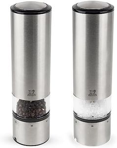 Peugeot Elis Sense Duo Electric Pepper and Salt Mill with Alpha Tray, Brushed Nickel, Large, 2/27162