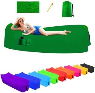 DERJLY Inflatable Lounger Air Sofa: Outdoor Camping Beach Chair - Portable Couch Hammock with Travel Pouch Ground Pegs & 2 Pockets