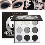 Black Smoky Eye shadow Palette, DE’LANCI PANDA 9 Colors True Black Dark Grey Smokey Eyeshadow Palette Goth Makeup Pallet, 9 Soft Matte Shimmer High Pigmented Basic Black White Gray Shade for Halloween