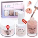 SAVILAND 4 In 1 Nude Gel Polish & Nail Polish & Dipping Acrylic Powder Set- Nude Nail Art Set Soak-off Nail Art Gel for Home Nail Salon