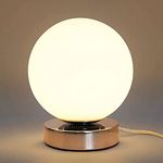 LED Globe Desk Lamp Chrome Base Bedside Ball Table Lamp Warm White H3003