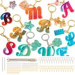 Mocoosy 182Pcs Silicone Alphabet Resin Molds Kit, Letter Silicone Mould for Crafts Epoxy Resin Casting Molds Keychain Making Set, DIY Letter Keychain Pendant Hanging Ornaments Jewelry Resin Moulds