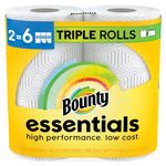 Bounty Essentials Select-A-Size Paper Towels, White, 2 Triple Rolls = 6 Regular Rolls