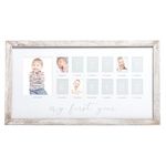 Pearhead My First Year Photo Moments Baby Keepsake Picture Frame, Baby’s First Year Photo Frame, Mother’s Day Accessory, Gender-Neutral Baby Milestone Nursery Décor, Rustic